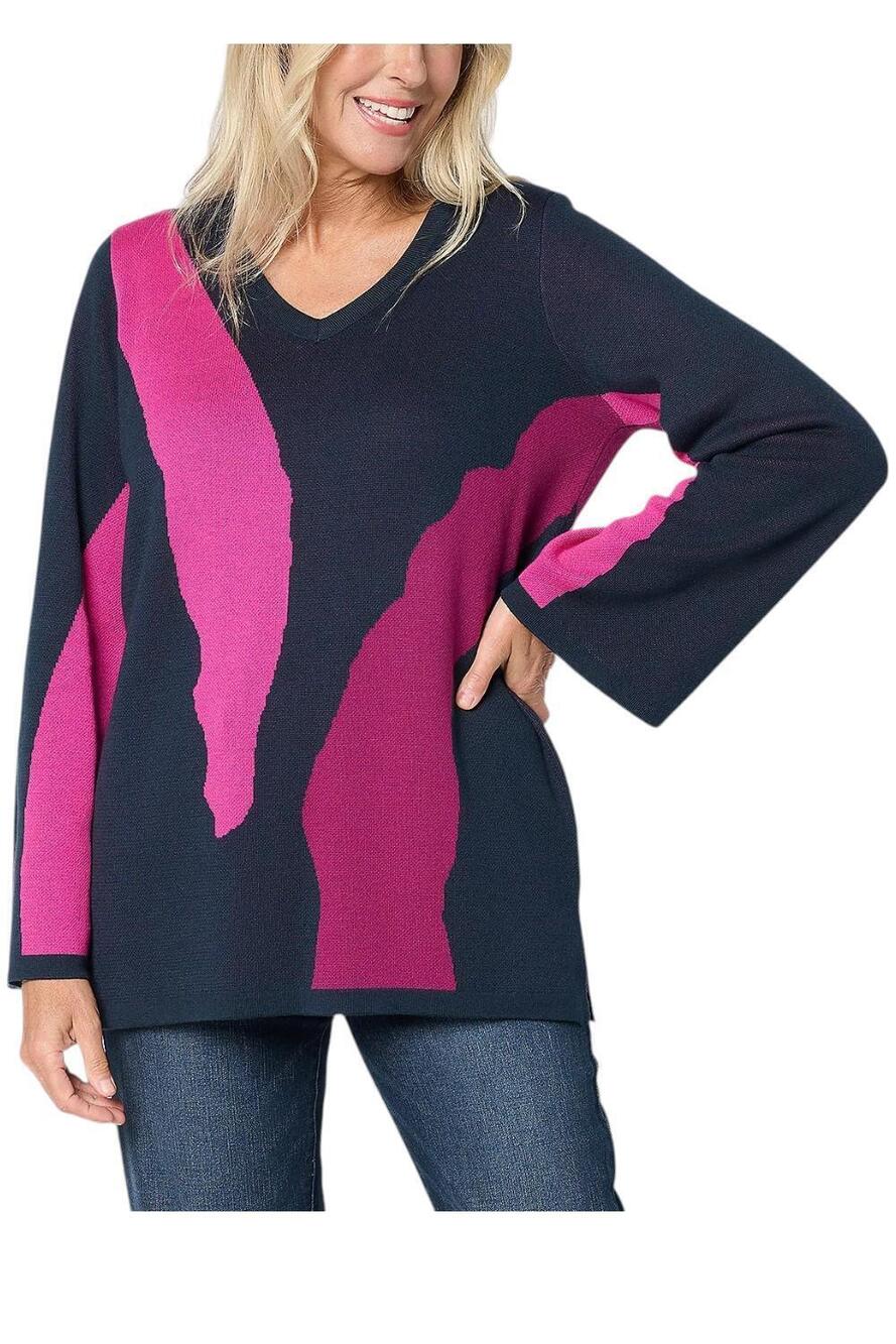 Brandis Dress OutLoud Women's Wild Kat Intarsia Sweater Midnight Combo - Regular